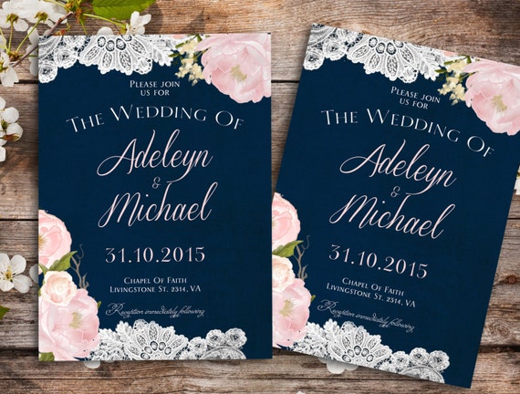 Navy And Pink Invitations 7