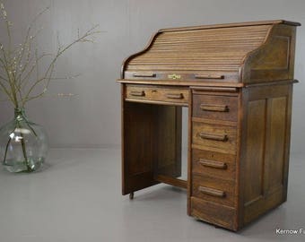 20th Century Oak Tambour Desk