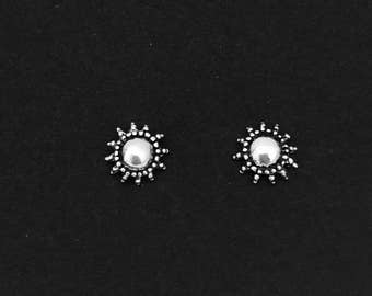 Sterling Silver Sun Stud Earrings | Minimalistic Earrings | Boho Studs | Sun Earrings | Moon Earrings | Nickle free Silver
