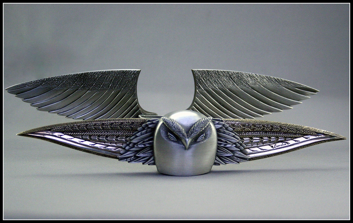 Pewter and bronze sculpture Owl sculpture letteropener