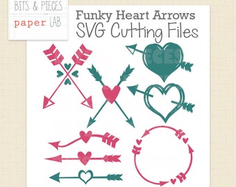 SVG Cutting Files: Funky Heart Arrows SVG, Arrow SVG, Heart svg