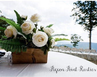 Rustic wedding table centerpiece, various sizes and stains available. Wooden Flower Boxes for decoration of all seasons and occasions