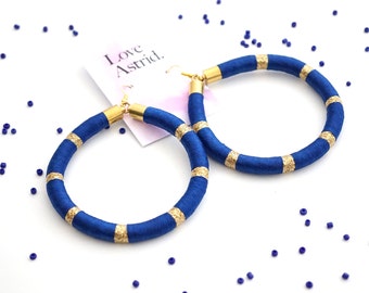 Royal Blue Hip Hop Maxi Earrings For Her, Lightweight Big Earrings, Statement Hoop Earrings, Boho Festival Earrings, Bold Jewelry / MALIKA