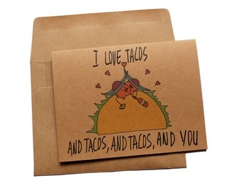 Taco Valentines card funny valentines day card for her valentines day card taco lover valentines day card for him wife valentines day card