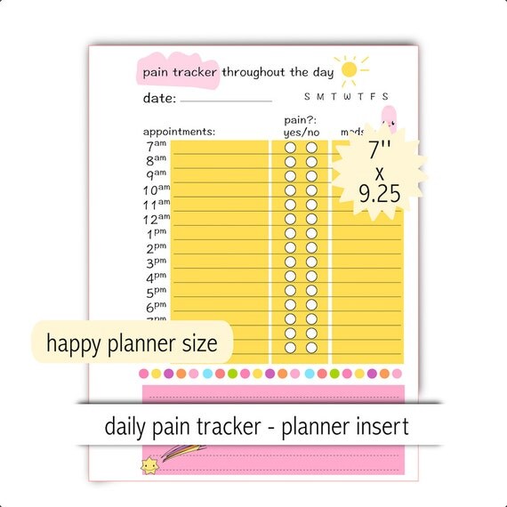 Items similar to pain tracker instant download printable happy