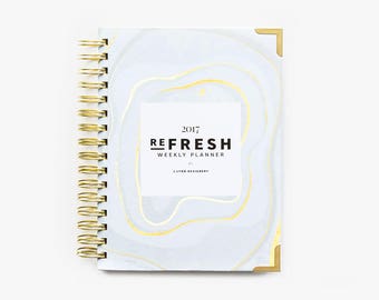 SALE! PERFECTLY IMPERFECT 2017 Refresh Weekly Planner: Gray + Gold Agate // Weekly Planner, 2017, Agenda, Wire-bound, Calendar, Planning