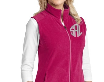 Monogram Fleece Vest - Personalized Vest- Plus Size Monogram Vest - Ladies Monogrammed Vest - Sweater Vest - Outerwear Fleece Vest