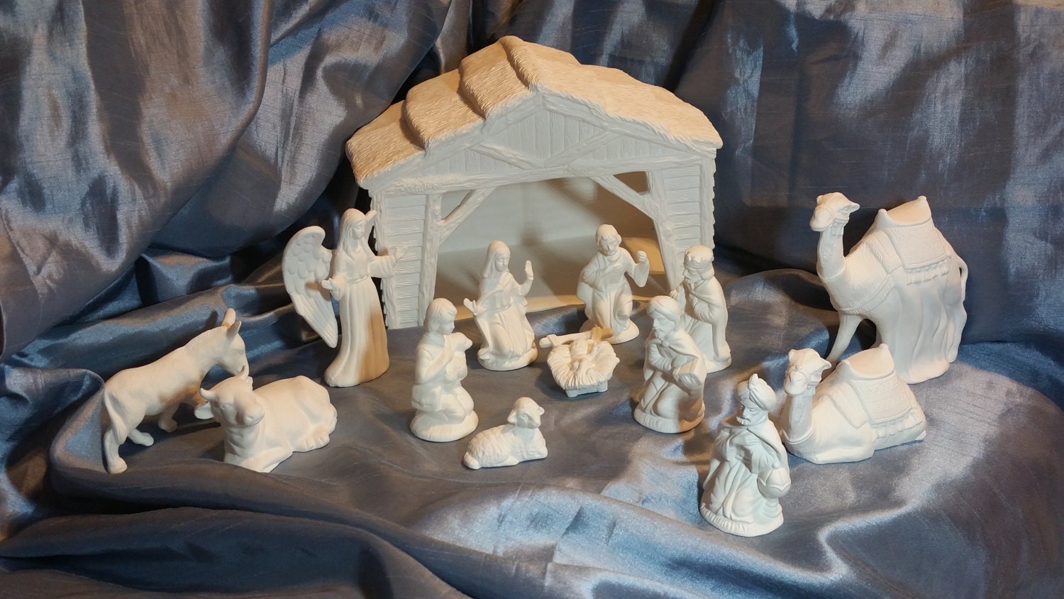 unpainted 13 piece ceramic nativity set unpainted 13 piece ceramic nativity set