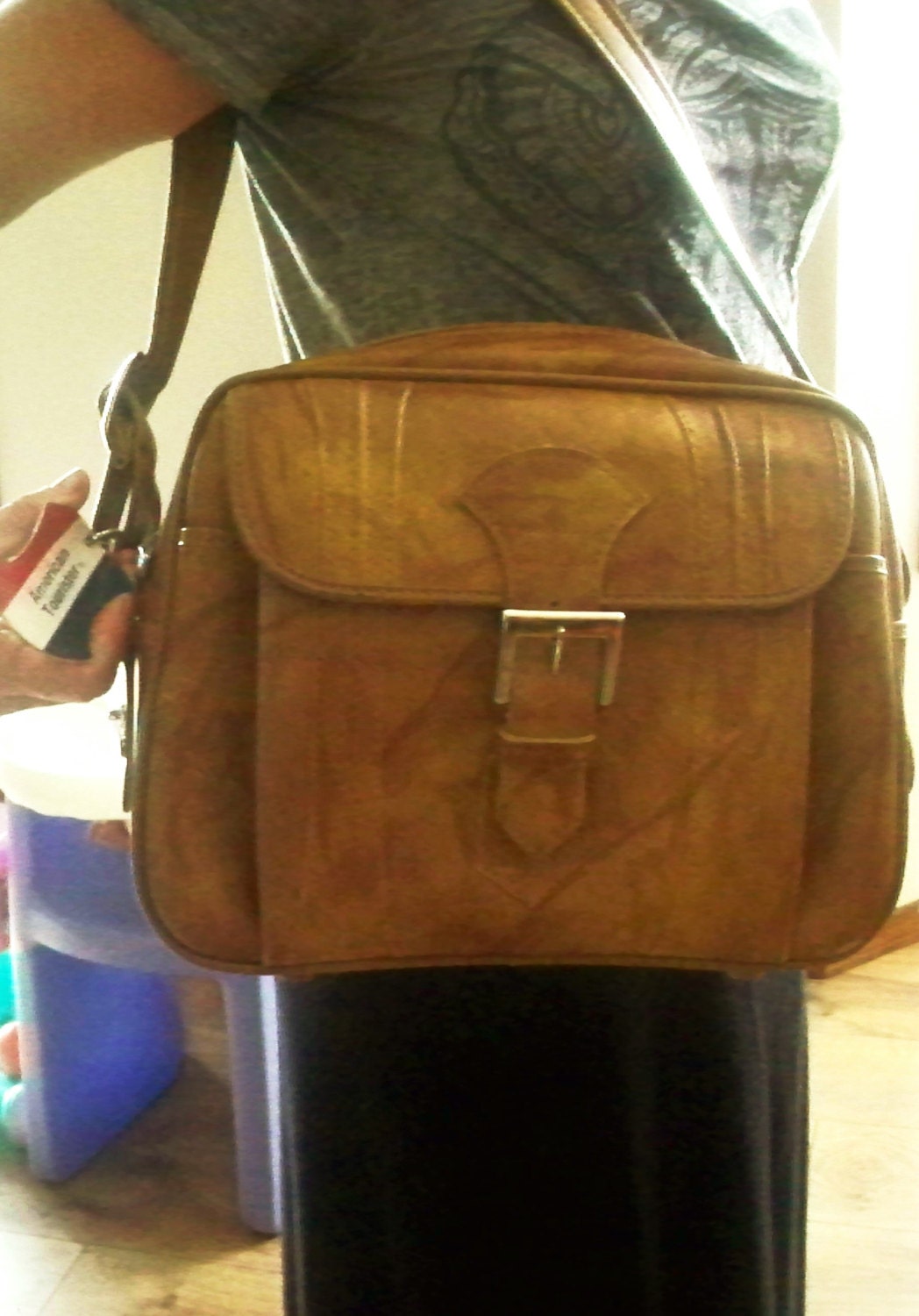 American Tourister shoulder bag with luggage tag by Lolasbounty