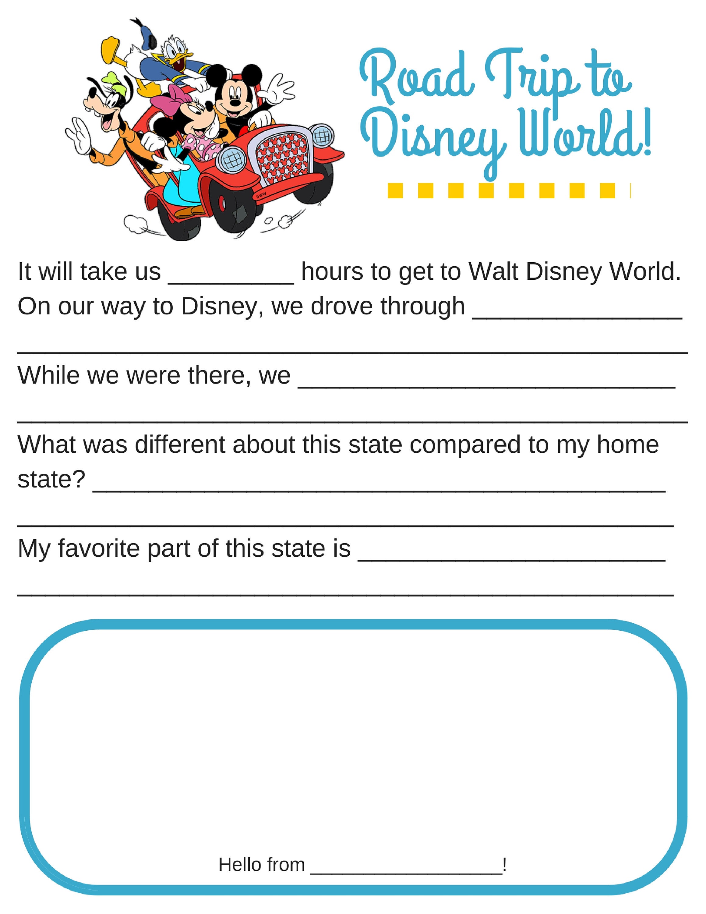 Walt Disney World Road Trip: Add-on Page for Child's Walt