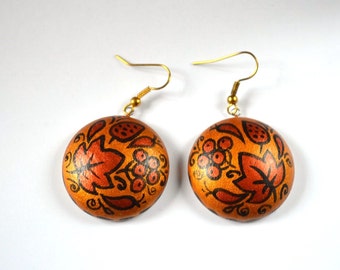 sweet earrings boho jewelry gift|for|sister gift mom gifts holiday gift painted jewelry copper leaves earrings bridesmaid jewelry handmade