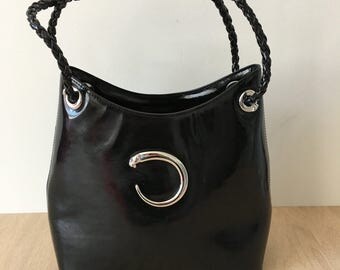Vintage CARTIER Panthere Black Patent Leather Shoulder Bag France | Amazing 1960-70 Cartier bag