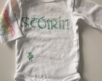 Little Treasure customizable onesie, Irish Gaelic onesie, baby shower gift