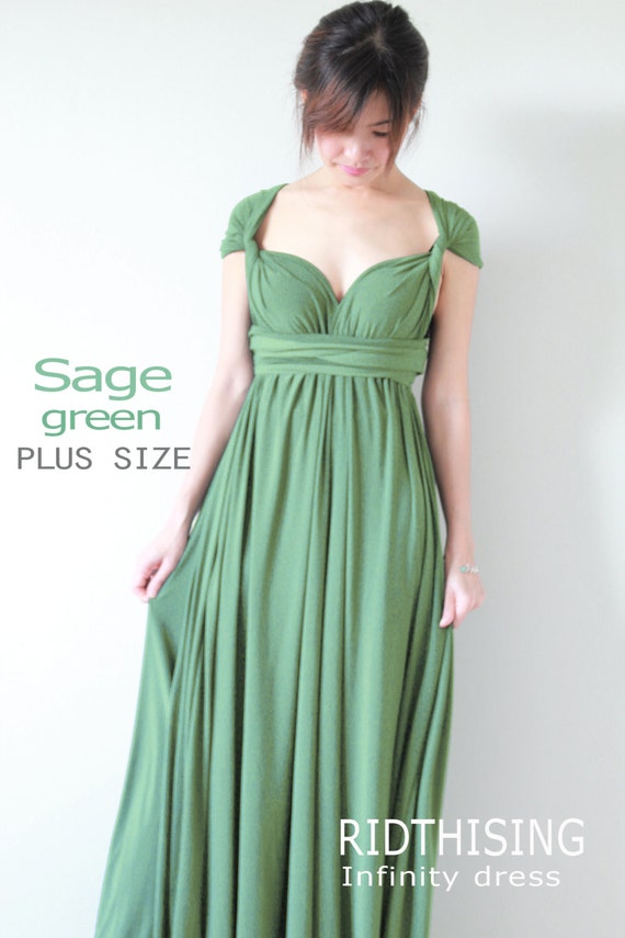 Plus Size Sage Green Bridesmaid Dress Maxi infinity Dress Prom