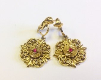 Vintage, Victorian revival, costume, clip on earrings.