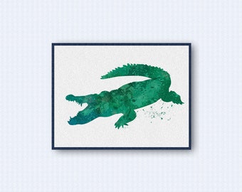 Alligator Crocodile Watercolor Poster