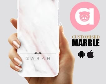 Marble Phone Case - Personalised marble - White/Pink Marble iPhone 6S case - iPhone 7, 6Plus, 5C, 5S, SE Personalized Galaxy S5, S6 cover