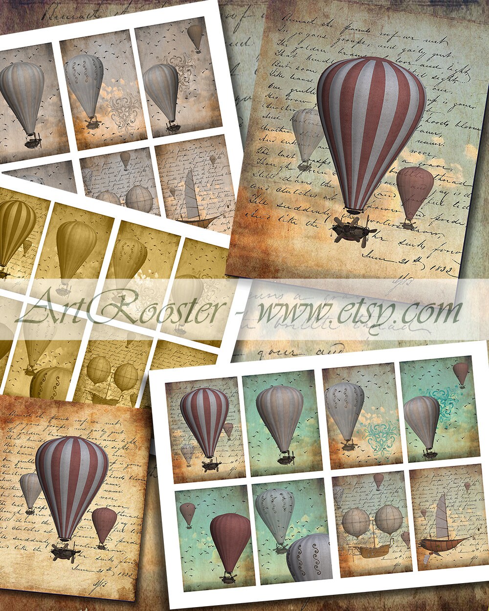 Hot Air Balloon Scrapbook Kit Scrapbook Paper Digital Images