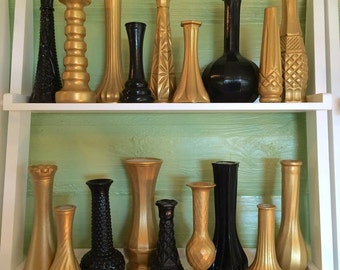 Gold Vases, Black and Gold Wedding, Custom Vases, Gold Wedding, Gold Centerpieces, Bud Vases, Gold Bud Vases, Black and Gold Wedding