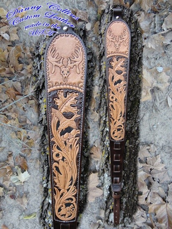 Custom Leather Rifle Sling Hand Tooled Rifle Sling