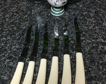 Fifth Avenue Forgecraft Stainless Steel Steak Knives, Set of 6, 1960s
