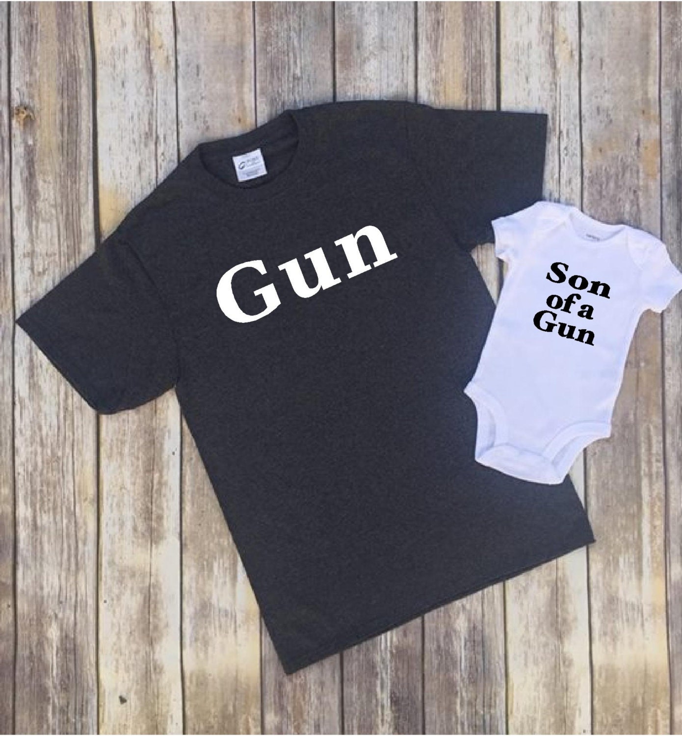 Son of a Gun Tshirt set Gun Funny shirt for dad by 92zeroDesigns