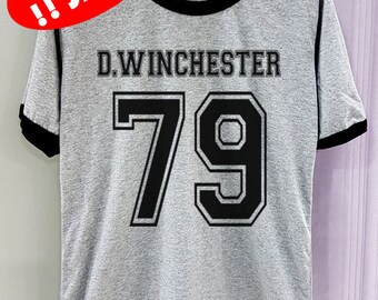 Winchester Shirt Dean Supernatural Short Sleeve Two Tone White Grey Gray Tee Clothing