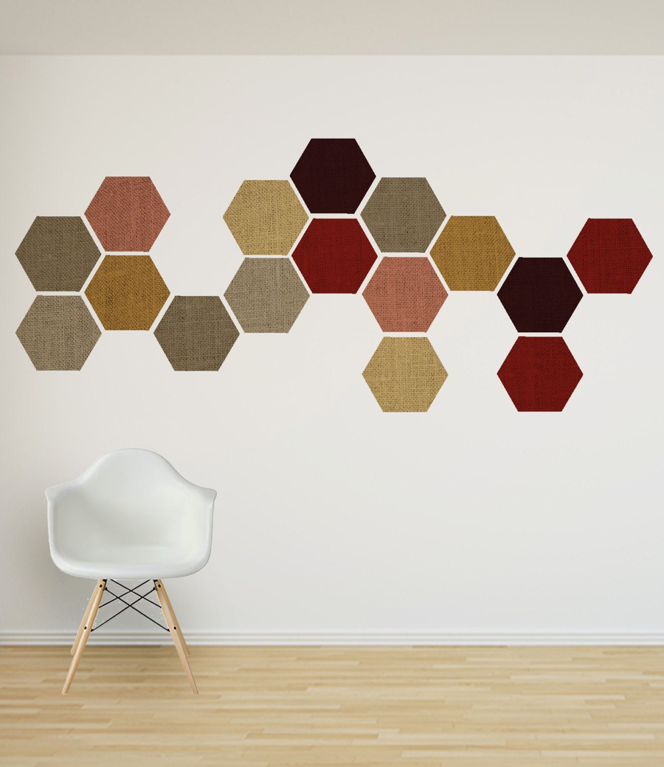 Linen Effect Removable Wall Decal x6 Hexagon