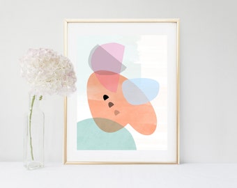 Scandinavian Art, Printable Wall Art, Watercolor Abstract, Girl Nursery Decor, Home Decor, Wall Decor, Pastel, Wall Art, Instant download