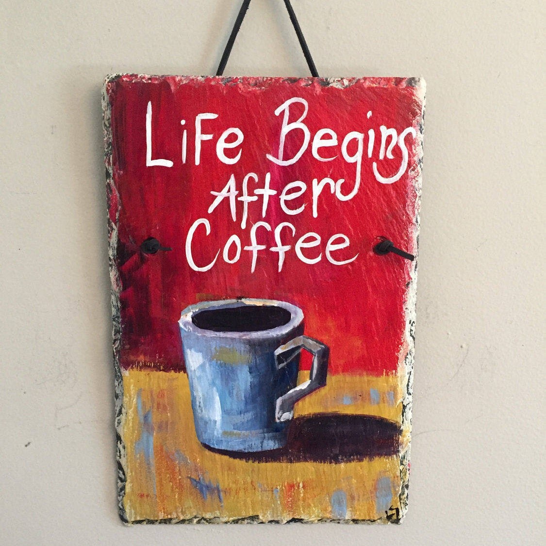 coffee painted slate wall hanging, wall hanging, kitchen decor, 8 coffee painted slate wall hanging, wall hanging, kitchen decor, 8