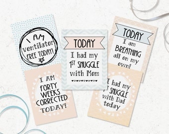NICU Milestone Cards - Printable Preemie Milestones - DIY Preemie Gift - Neonatal Milestone Cards - Gender Neutral NICU Cards