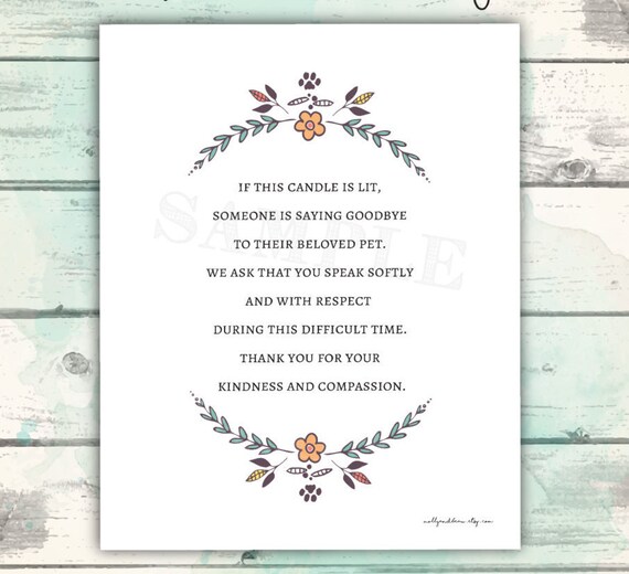 Compassion Candle Sign for Vet Office Saying Goodbye to a