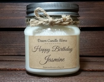 Personalized Candles - 8oz Mason Jar Candles - Sister Birthday Gift - Soy Candles - Mom Birthday - Friend Birthday - Gift for Her