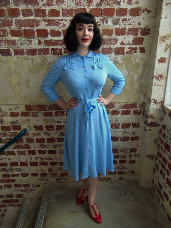 Polly Dress in Powder Blue by The Seamstress of Bloomsbury