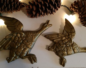 Brass Geese in flight//Home decor//Brass decorations//Brass Flying Geese plaque//Made in India