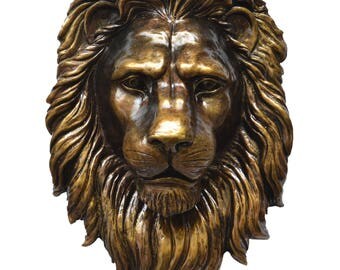 Lion Head Sculpture, Lion Head Wall Mount, Lion Head Faux Taxidermy