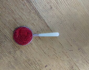 Chinese Cinnabar Mirror Celadon Handle