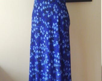 Long Vintage dress / / Jody of California / / years 80's / / style 30's / / blue patterned black and white sheets / / guest wedding