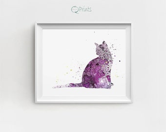 Watercolor Cat Print, Cat Decor, Digital Cat, Cat Printable, Cat Painting, Cat Wall Print, Large Printable, Gift for Children, Nursery Decor