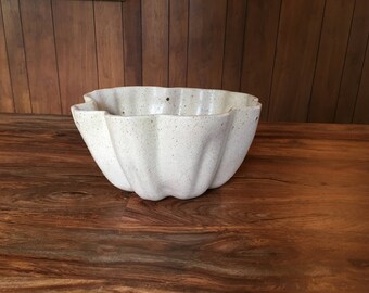 Ruffled Midcentury Studio Pottery Hanging Planter
