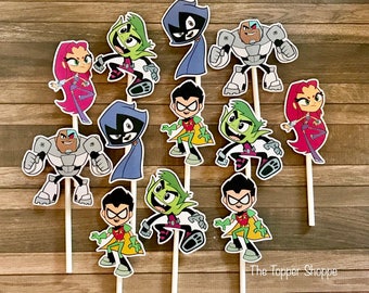 TEEN TITANS GO Cupcake Toppers / Cake Toppers / Die Cuts / Birthday Party / Decorations / Cake Pops / Supplies / Decor / Fast Shipping!