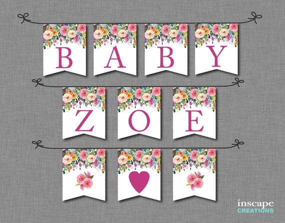 Floral Baby Shower Banner Printable ALL Letters & Numbers Floral Baby Shower Banner Printable ALL Letters & Numbers