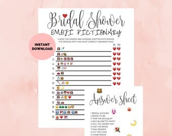 Bridal Shower Game Pictionary, Emoji Pictionary, Bridal Shower Template, Printable Bridal Shower, Bridal Party Games INSTANT DOWNLOAD, PDF