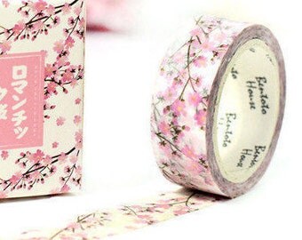 Pink Sakura Japanese Washi Tape Deco Tape - 15mm X 7 metres