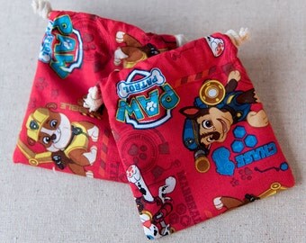 Paw Patrol Drawstring Favor Bags, Paw Patrol Favor Bags, Paw Patrol Fabric Bags, Paw Patrol Favors, Paw Patrol Bag | Set of 10 Bags