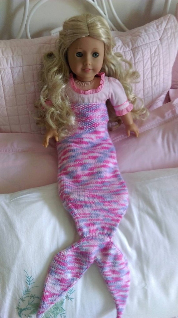 Handknitted American Girl Doll Mermaid Tail Blanket