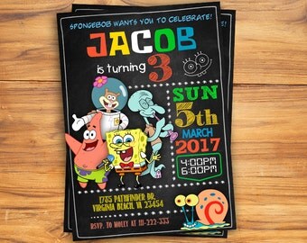 Spongebob Invitation, Spongebob Birthday Invitation, Spongebob, Spongebob Printable, Spongebob Card, Spongebob Invite