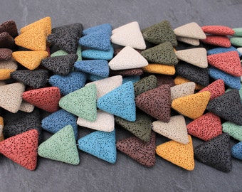 Lava Beads, Mixed Colors, Triangle Shaped - Full Strand or Half Strand