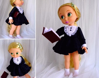 Black dress with a miniature notebook for Disney animator doll 16", Disney Animator doll clothes