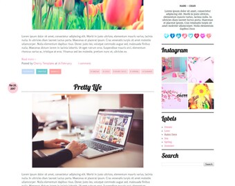 Instant Download SALE Premade Blogger Template Love Candy Rain Digital Product Fashion Feminine Beauty Lovely Blog Theme Minimal Blogspot